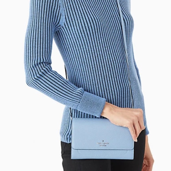 NEW kate spade New York Leather Harlow Wallet On A String In Dusty Blue - Picture 3 of 9